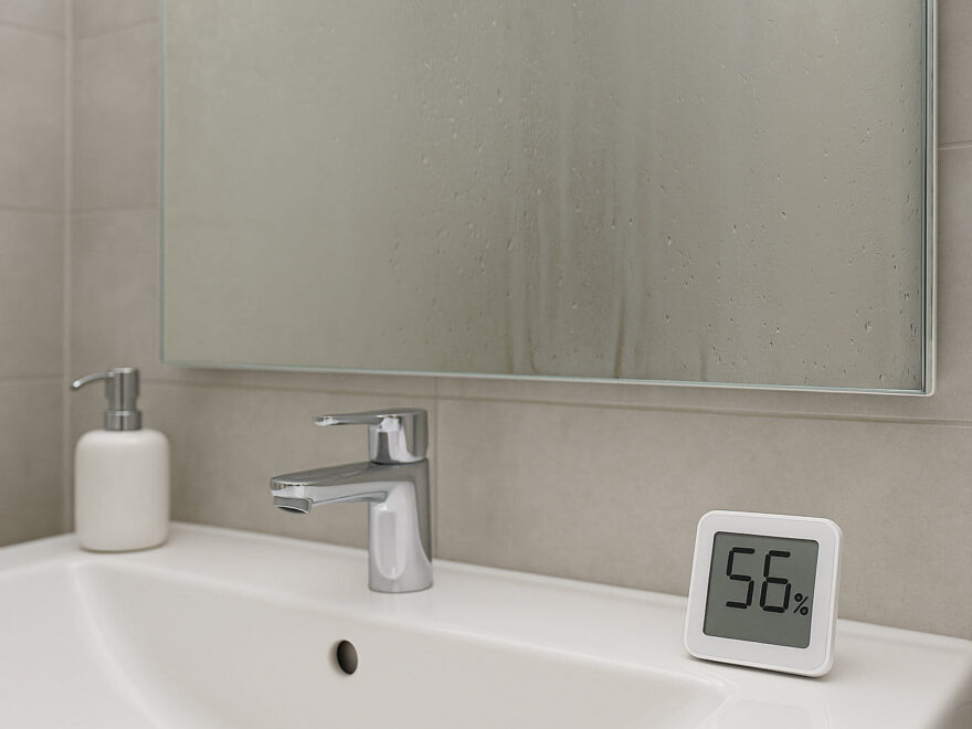 Optimale Luftfeuchtigkeit im Badezimmer mit Hygrometer messen