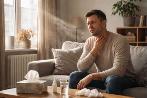 Trockene Raumluft im Wohnzimmer kann Allergien und Asthma verschlimmern