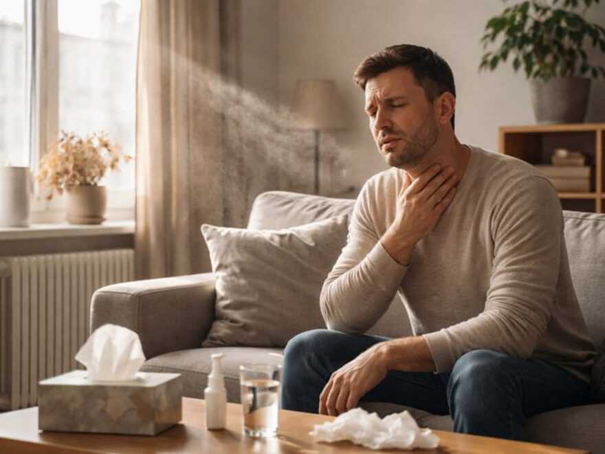 Trockene Raumluft im Wohnzimmer kann Allergien und Asthma verschlimmern