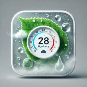 Passion für Luftfeuchtigkeit und Raumklima Hygrometer und Wassertröpfchen – Symbolbild für Luftfeuchtigkeit und Raumklima