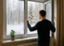 Person lüftet im Winter richtig durch offenes Fenster für frische Luft und gesundes Raumklima