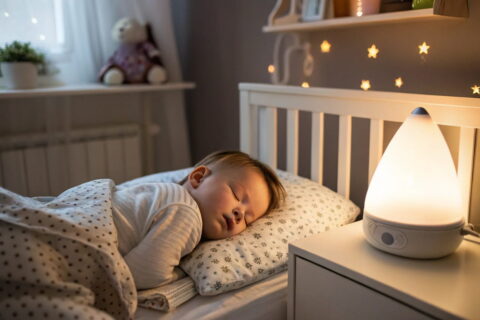 Babyschlaf bei optimaler Luftfeuchtigkeit in ruhigem Kinderzimmer