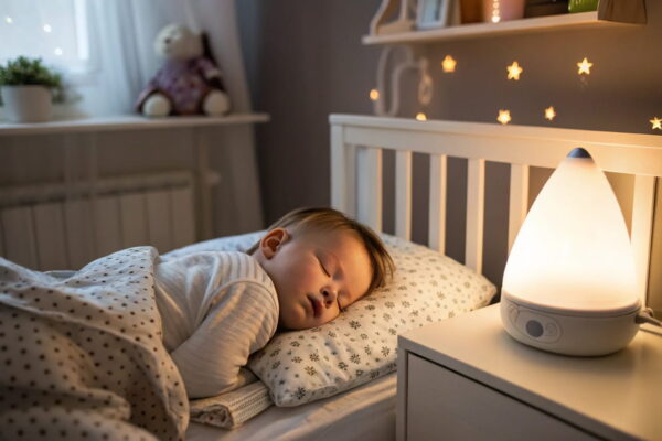 Babyschlaf verbessern durch ideale Luftfeuchtigkeit in der Nacht Babyschlaf bei optimaler Luftfeuchtigkeit in ruhigem Kinderzimmer