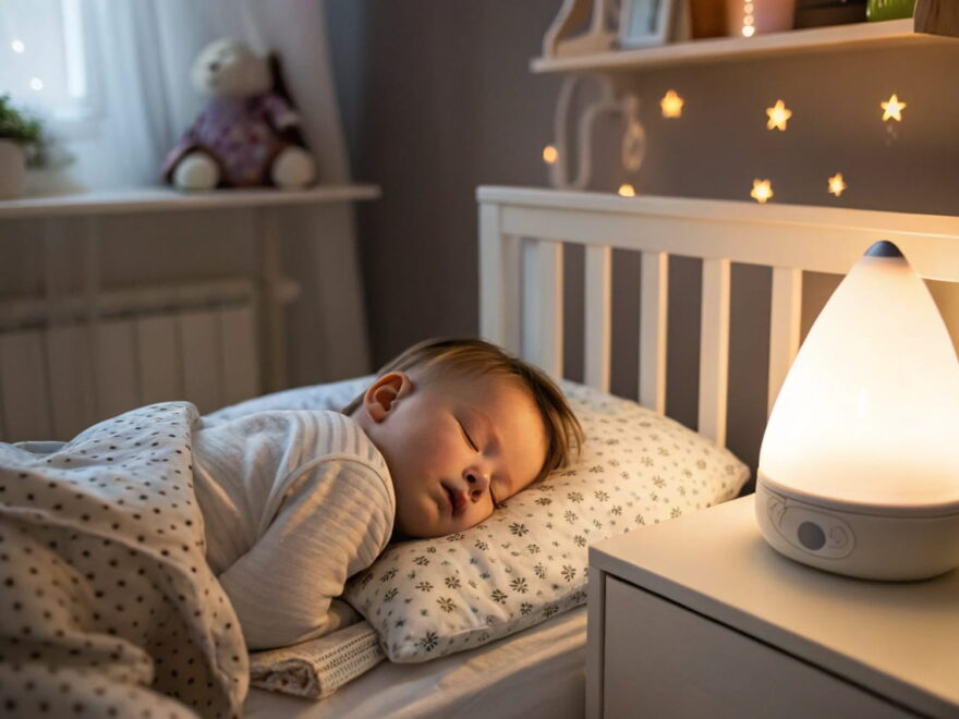 Babyschlaf bei optimaler Luftfeuchtigkeit in ruhigem Kinderzimmer