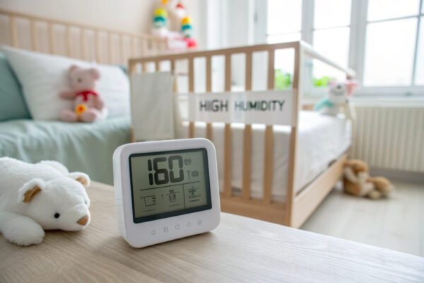 Luftfeuchtigkeit im Kinderzimmer mit Hygrometer kontrollieren Hygrometer misst feuchte Luft im Kinderzimmer zuverlässig