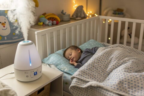 Luftbefeuchter bei Erkältung hilft Baby beim Atmen und Schlafen