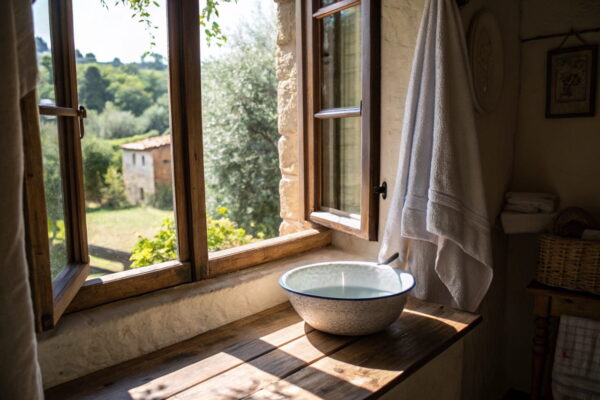 DIY-Raumklima-Tipps für Eltern: Luftfeuchtigkeit einfach regulieren Luftfeuchtigkeit regulieren mit Hausmitteln – Schale mit Wasser und feuchtes Handtuch im Raum – DIY-Raumklima-Tipps für Eltern